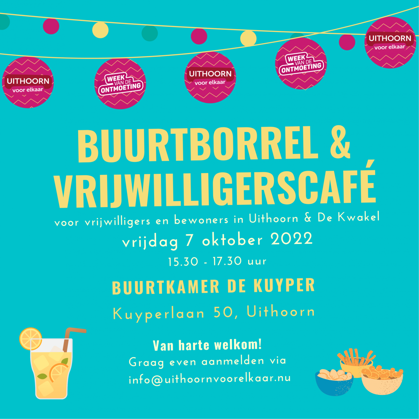 Buurtborrel en vrijwilligerscafé Uithoorn voor Elkaar